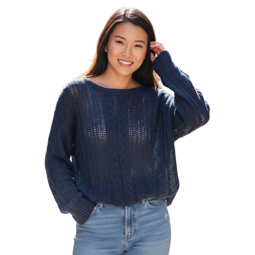 Free People Sheer Textured Cropped Sweater XS Cozy Fall Cabincore GORPCORE